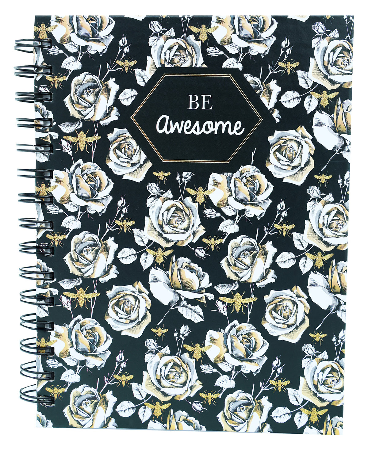 Black & Gold Floral Spiral Notebook