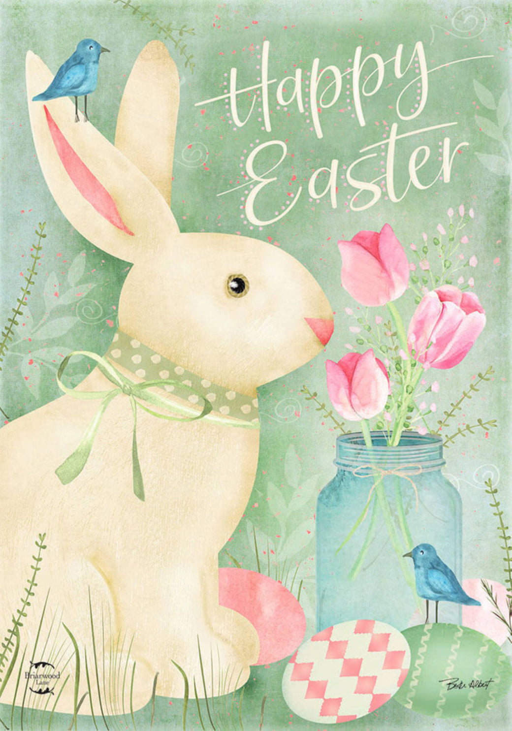 Easter Bunny & Tulips Garden Flag