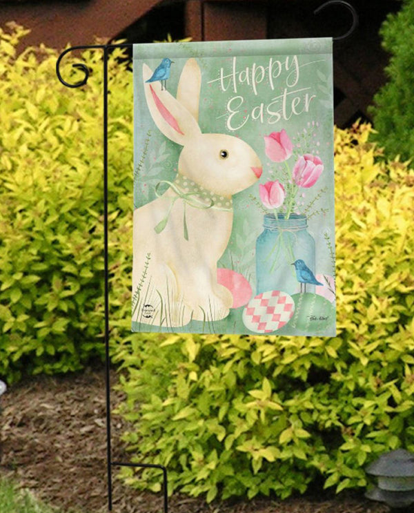 Easter Bunny & Tulips Garden Flag