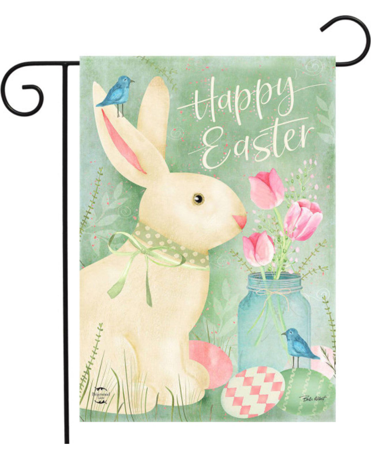 Easter Bunny & Tulips Garden Flag