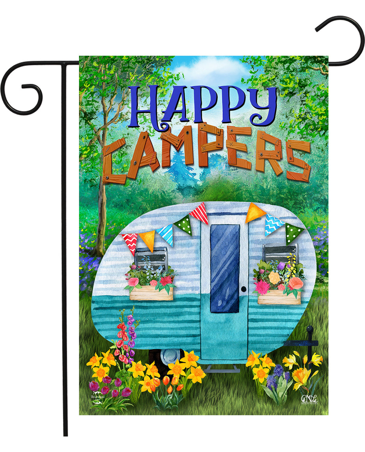 Spring Happy Camper Garden Flag