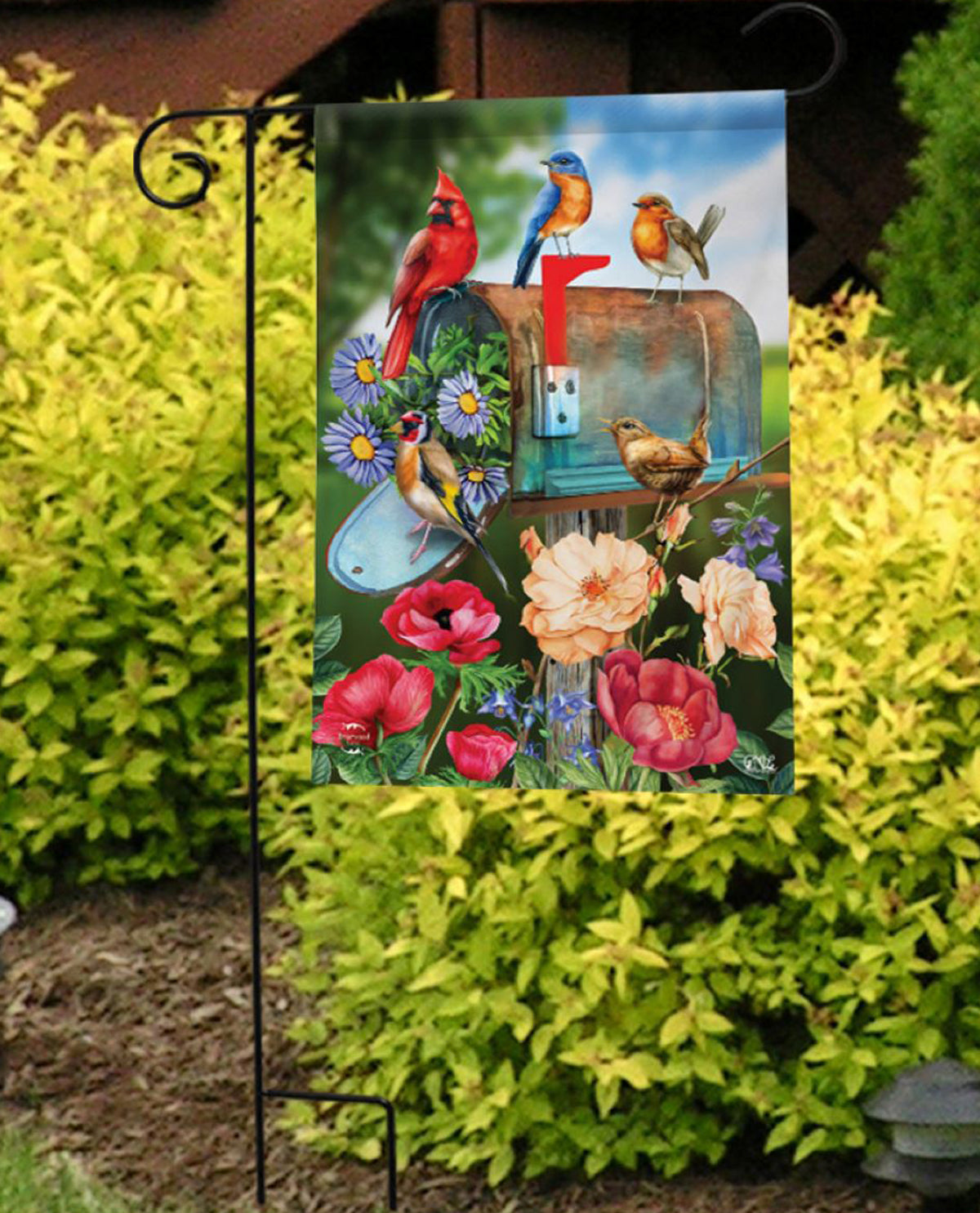 Birds & Mailbox Spring Garden Flag