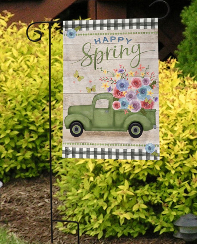 Happy Spring Pickup Truck Garden Flag