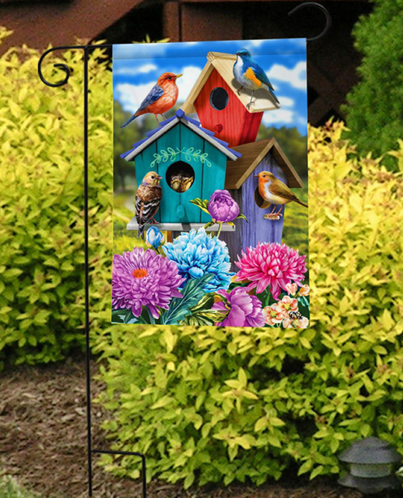 Colorful Birdhouses Garden Flag