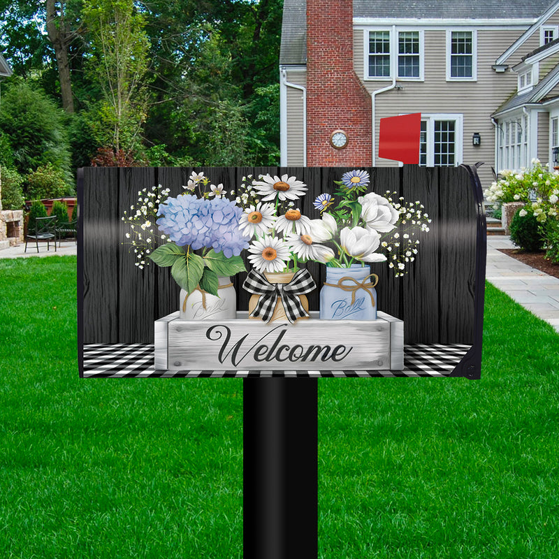 Crated Mason Jars Welcome Mailbox Cover