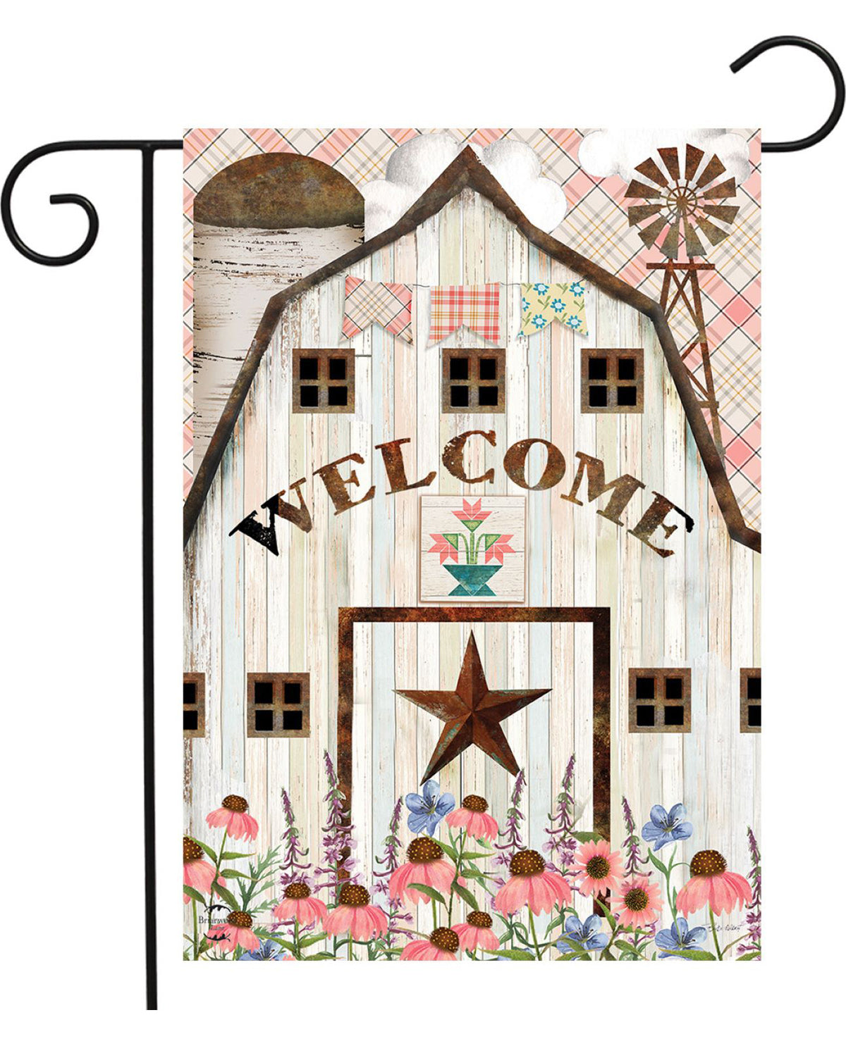 Barn In Bloom Garden Flag