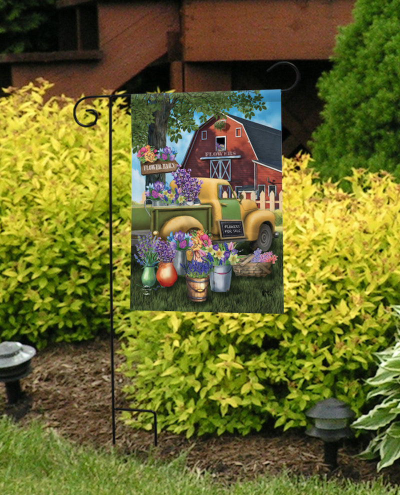 Flower Barn Spring Garden Flag