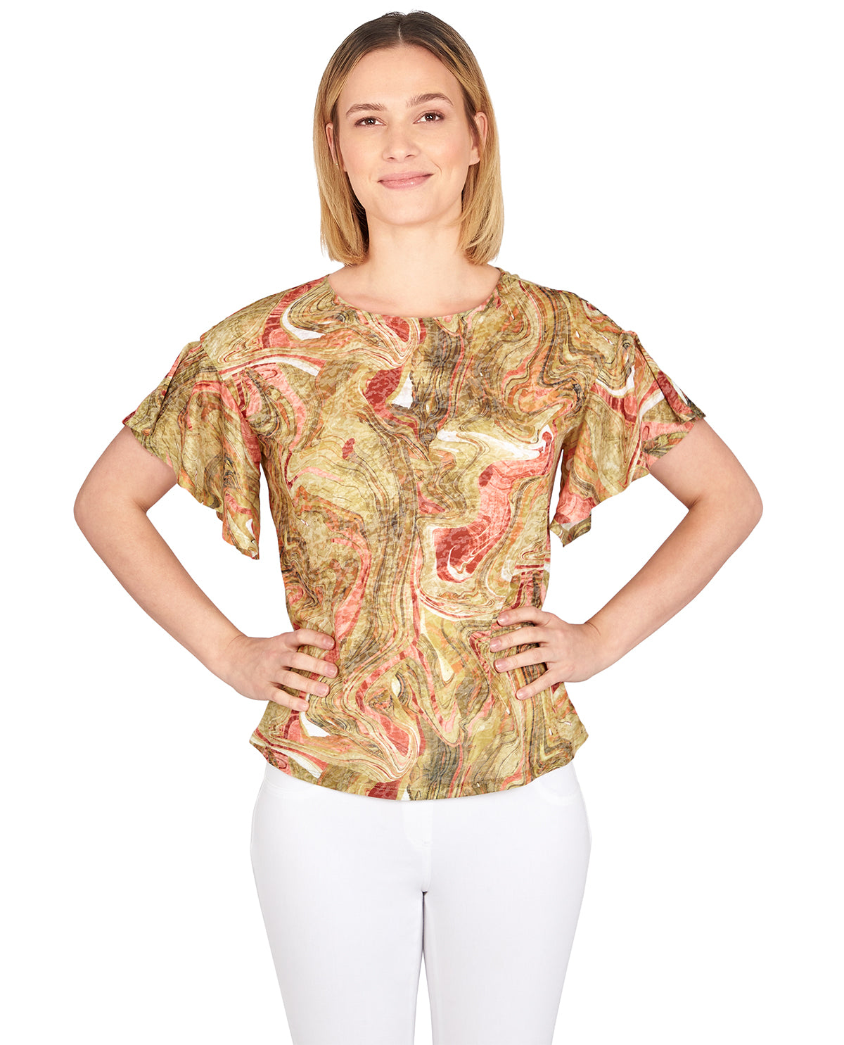 Ruby Road Missy Must Haves II Short Sleeve Abstract Sublimation Top