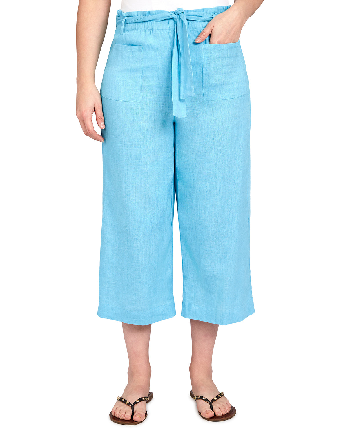 Ruby Road Paradise Palm Laundered Linen Capri