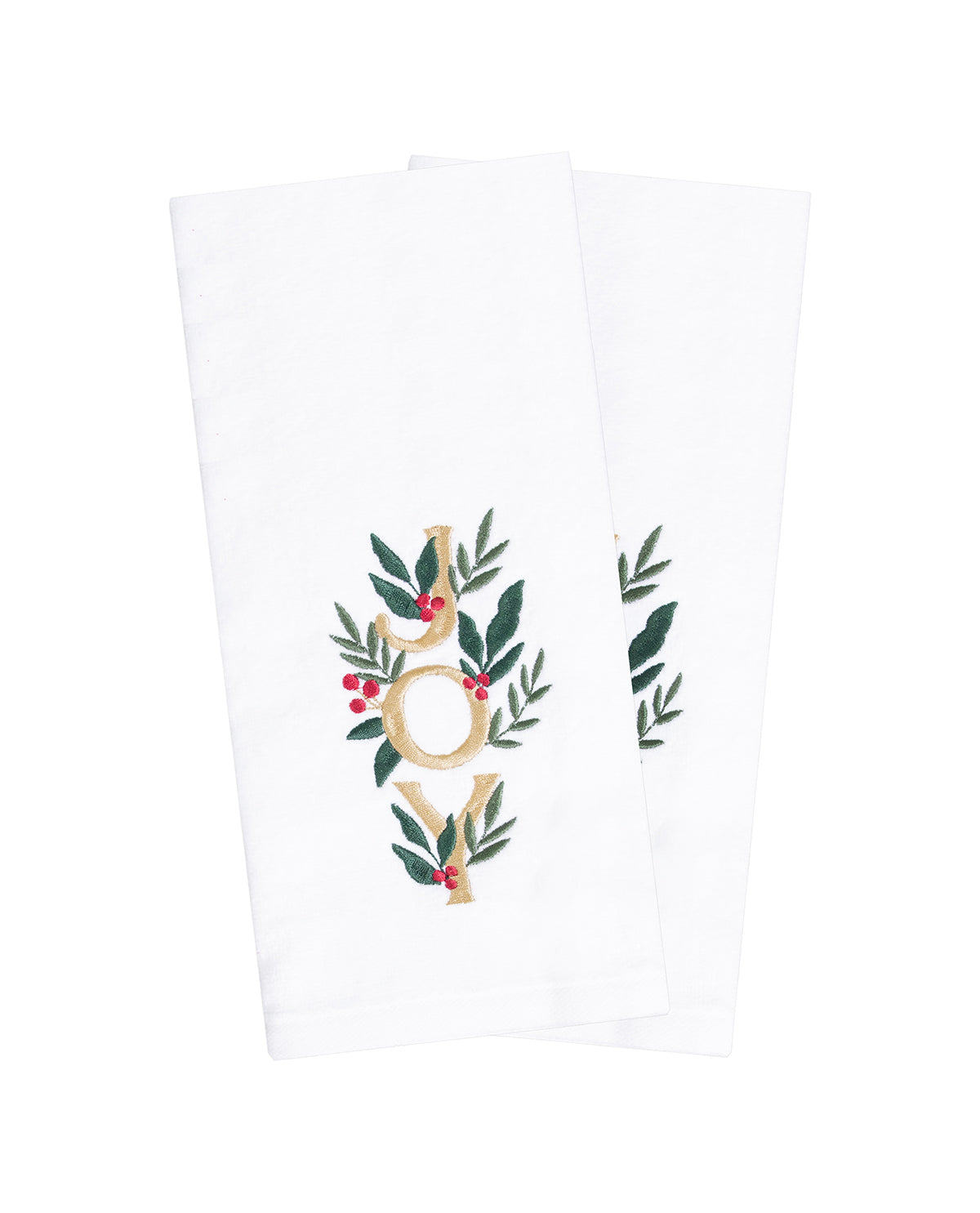 White Joy Sprigs Embroidered Hand Towels - Two Pack