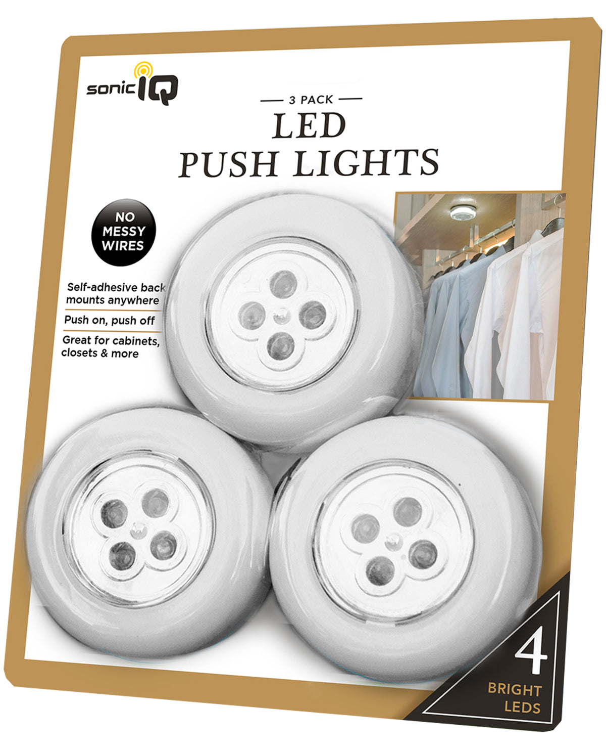 3pk LED Push Lights