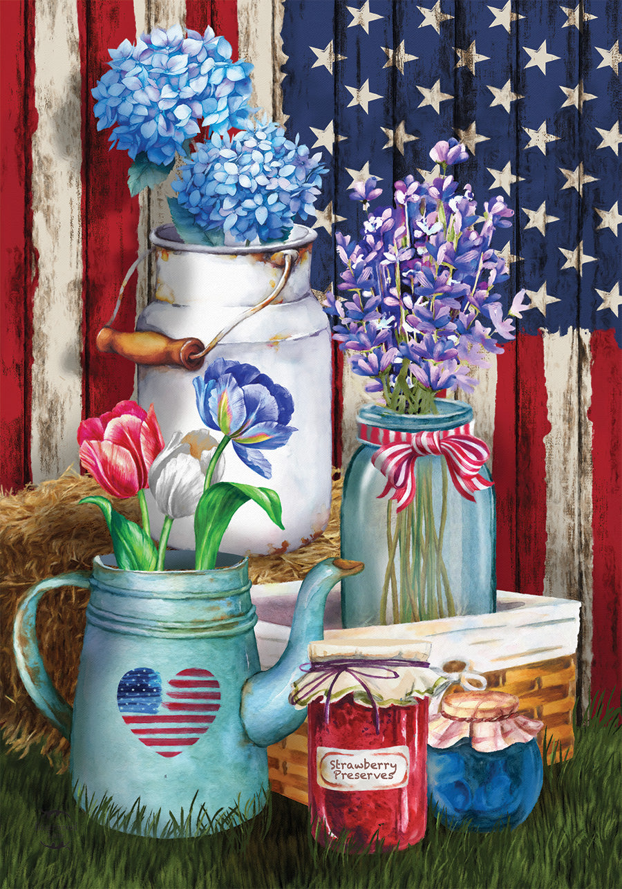American Picnic Rustic Garden Flag