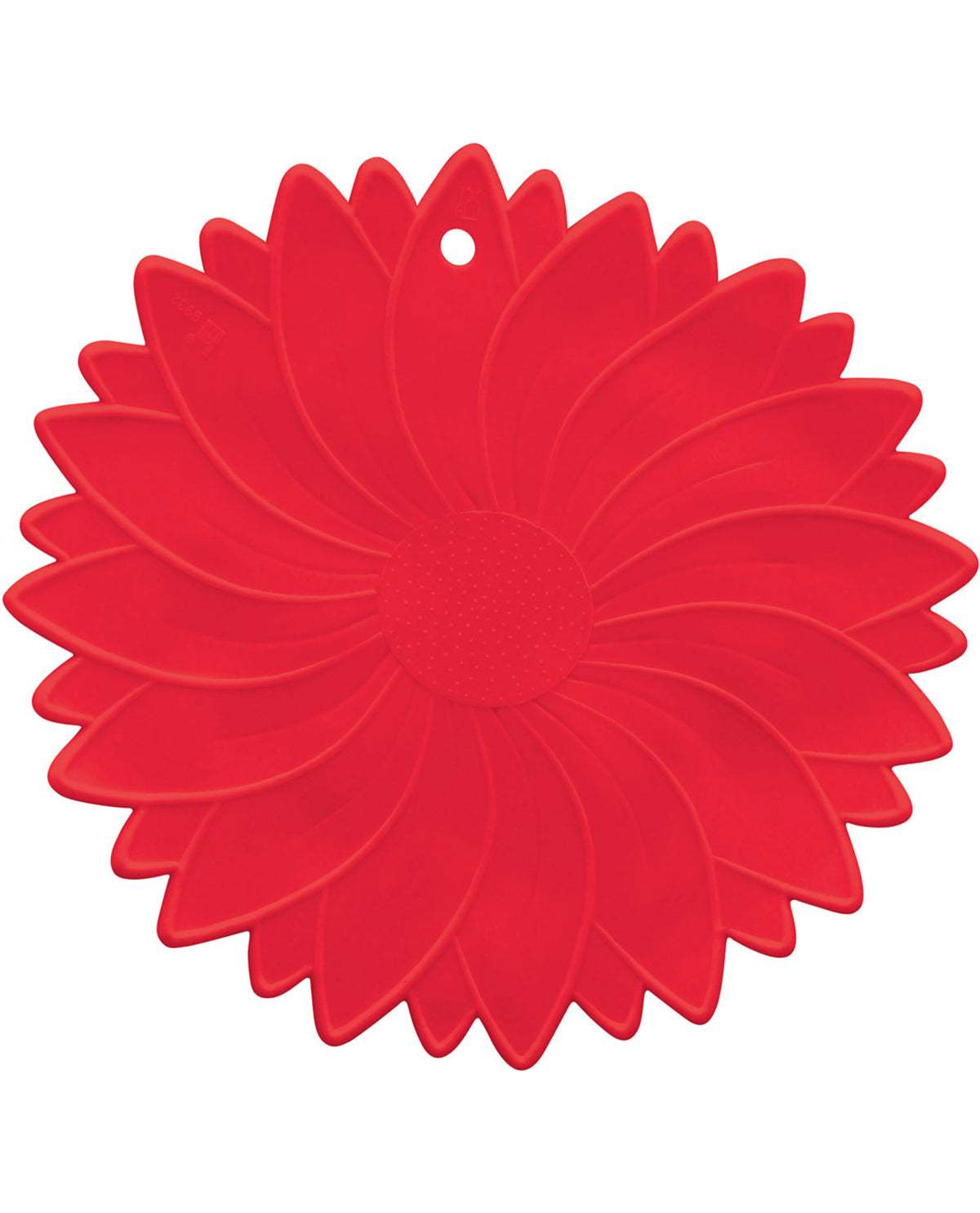 Red flower-shaped object on a white background