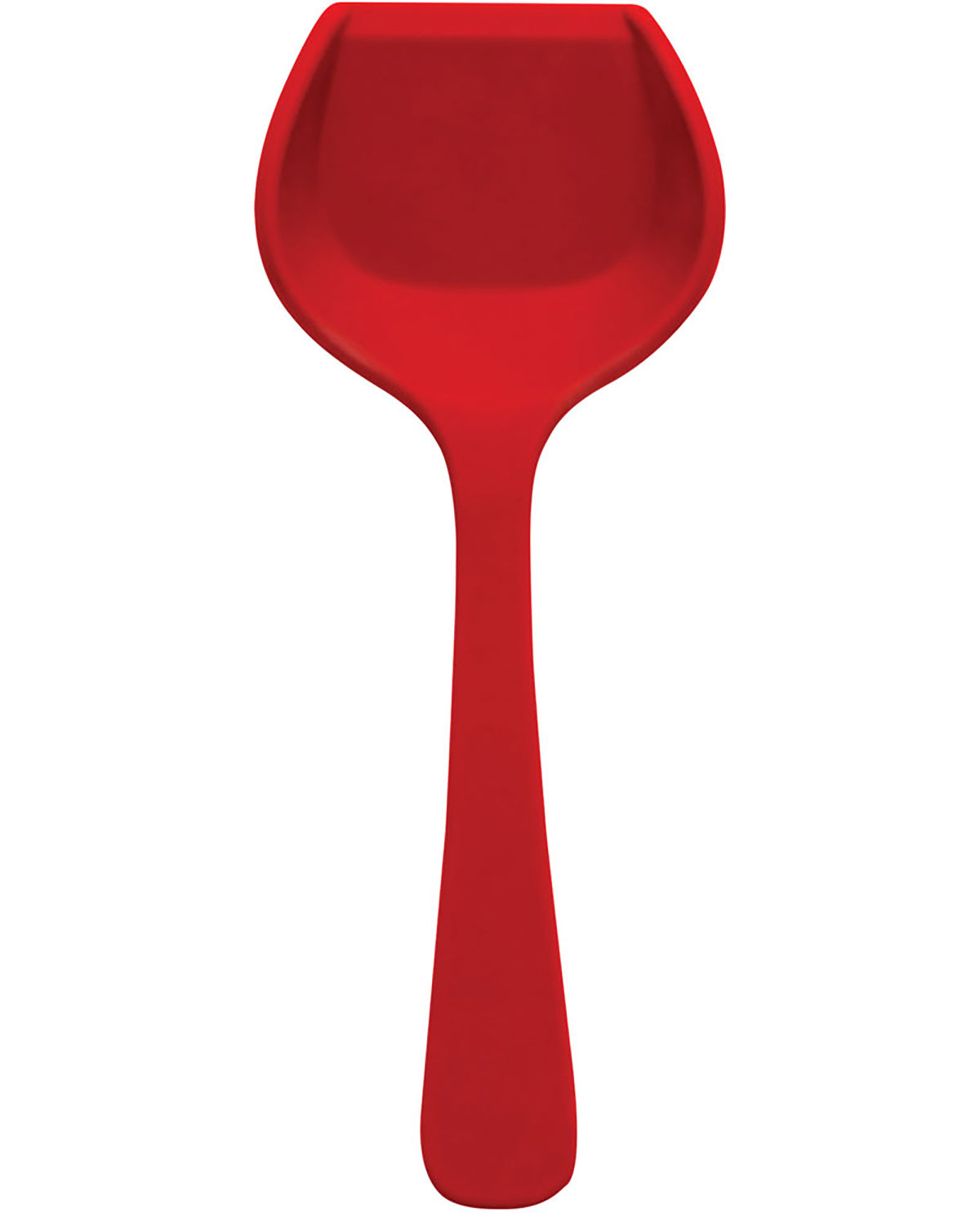 Red plastic scoop on a white background