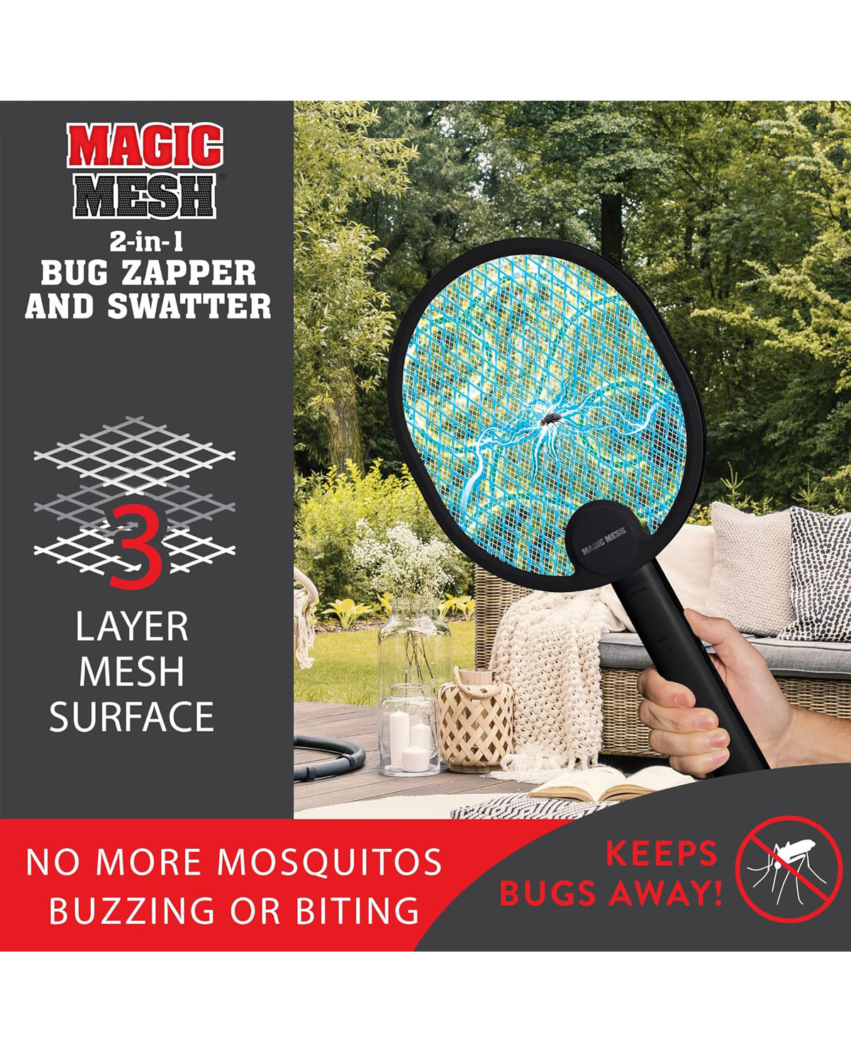 Magic Mesh 2-in-1 Bug Zapper & Swatter