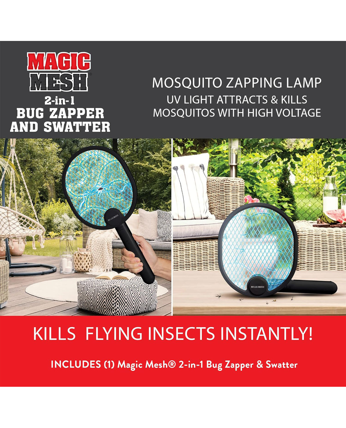 Magic Mesh 2-in-1 Bug Zapper & Swatter