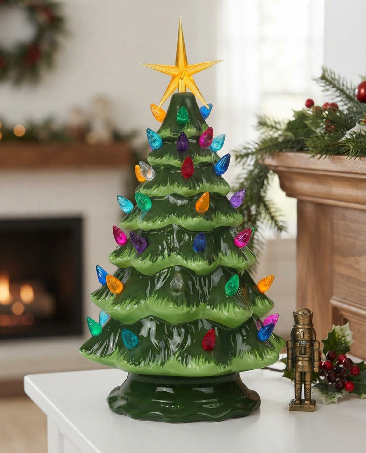 11" Ceramic Tree Decor With Multi-Color Lights