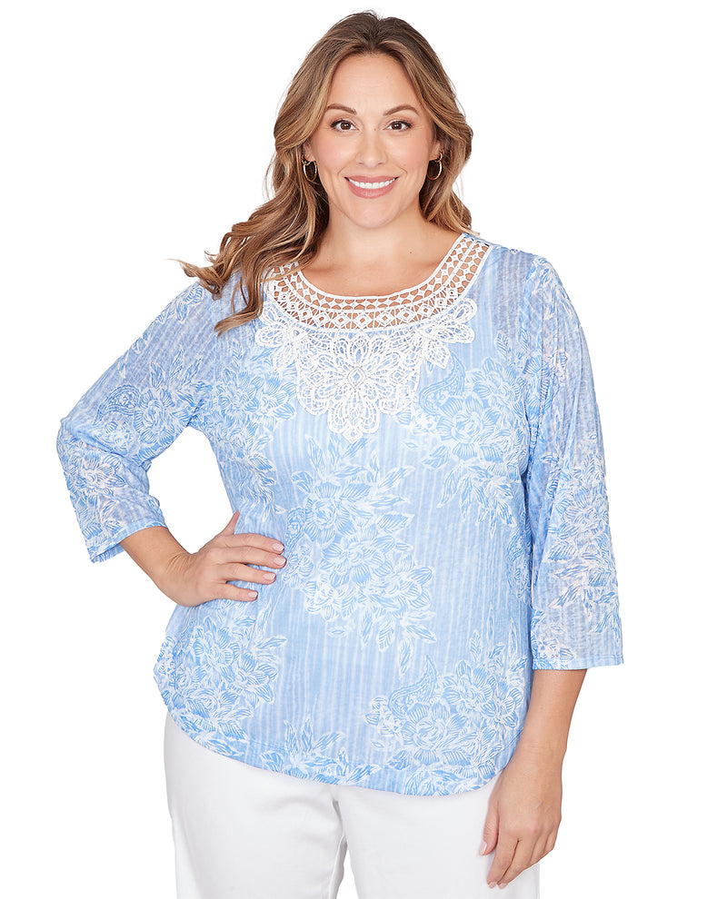 Ruby Road Floral Sublimation Print Knit Top