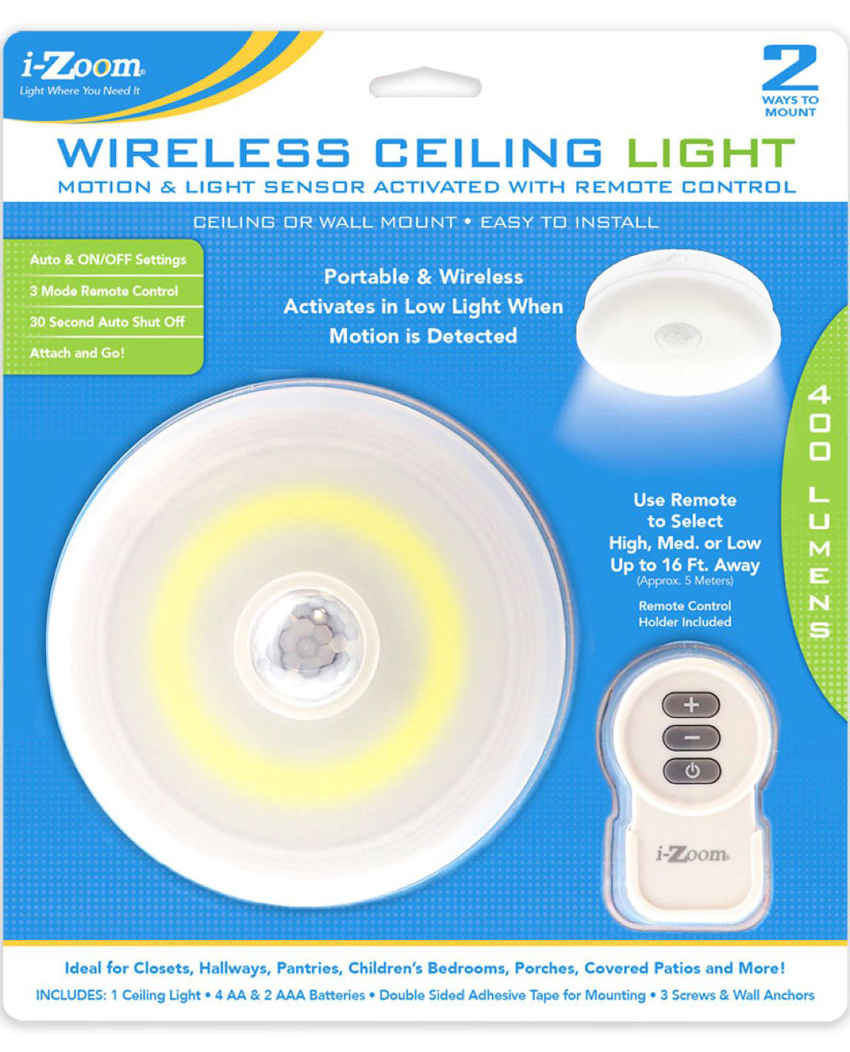 Wireless Ceiling Light with Remote Control