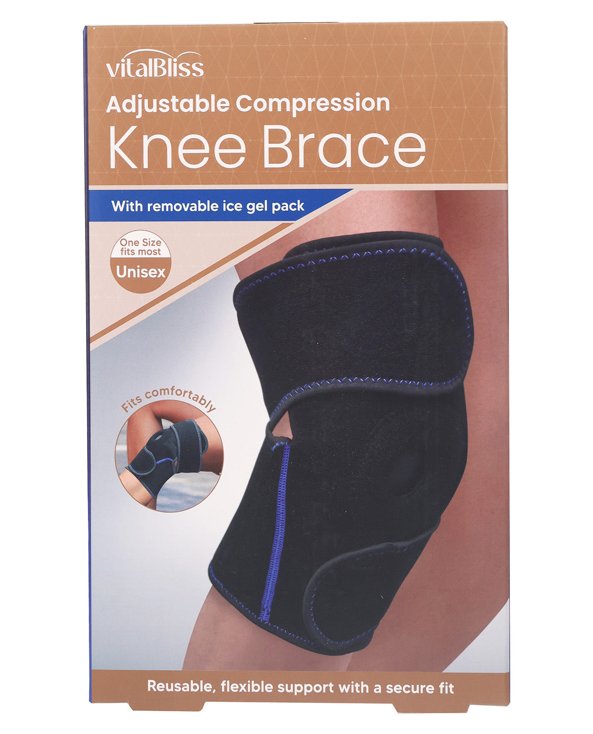 Vita Bliss Adjustable Compression Knee Brace With Removable Cold Pack