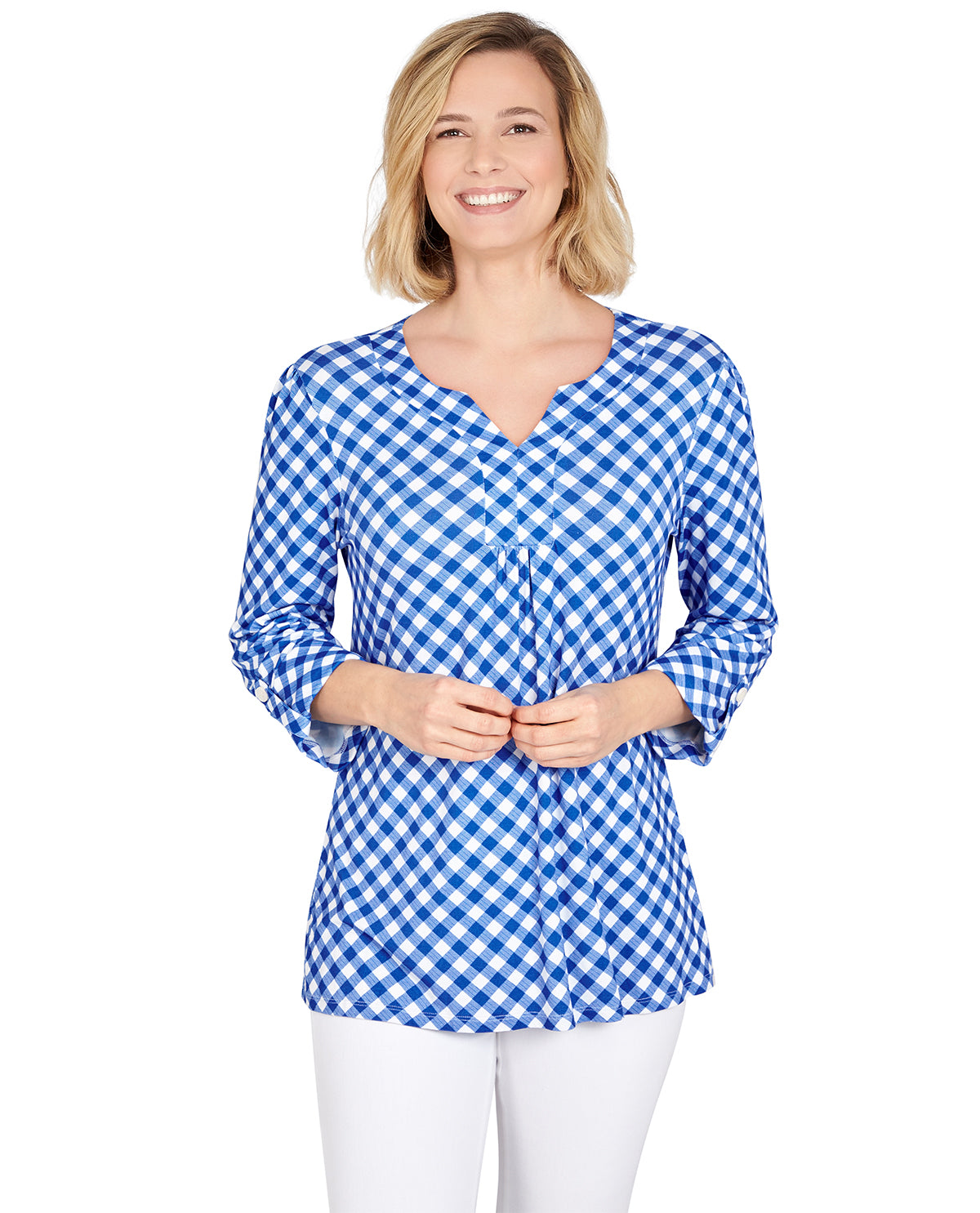 Ruby Road Must Haves II Petite Knit Gingham Top