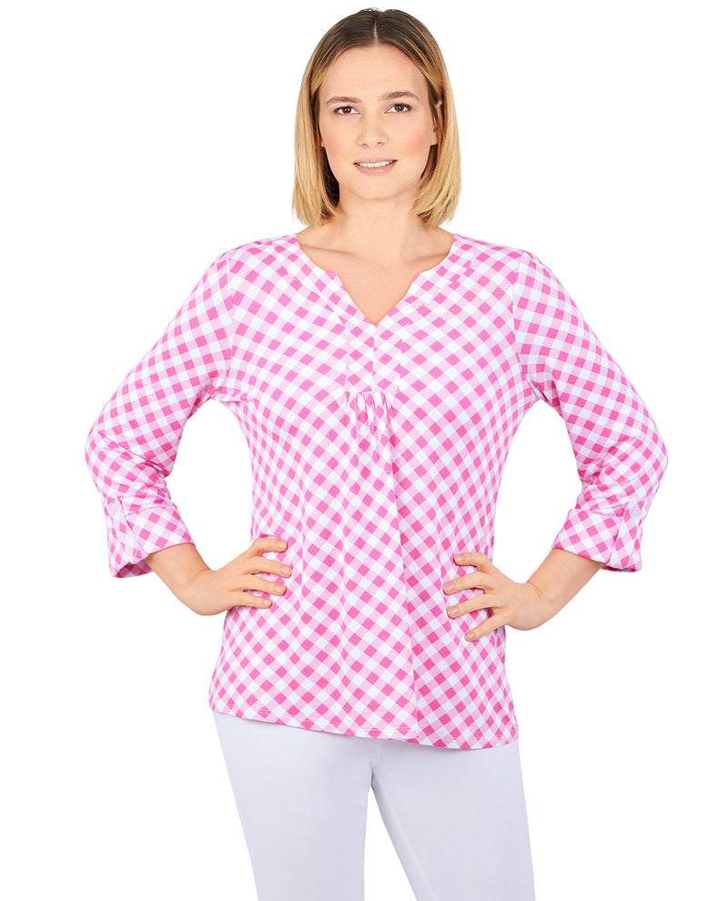 Ruby Road Must Haves II Petite Knit Gingham Top