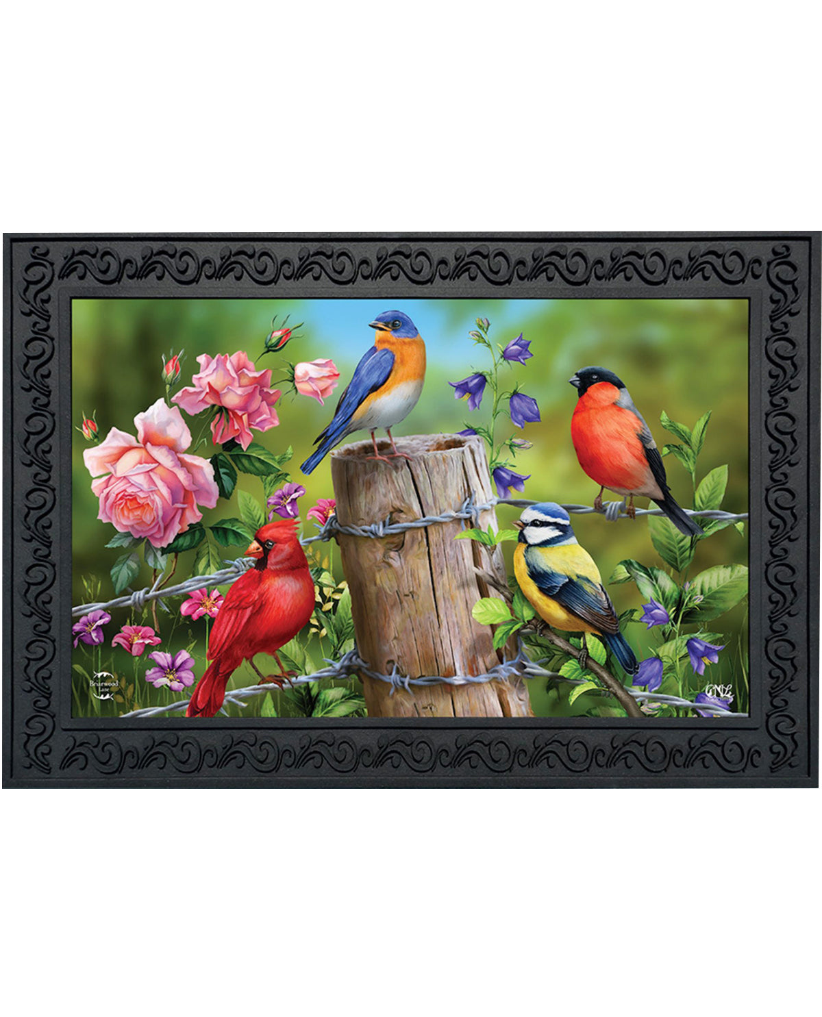 Songbirds & Fence Post Summer Doormat