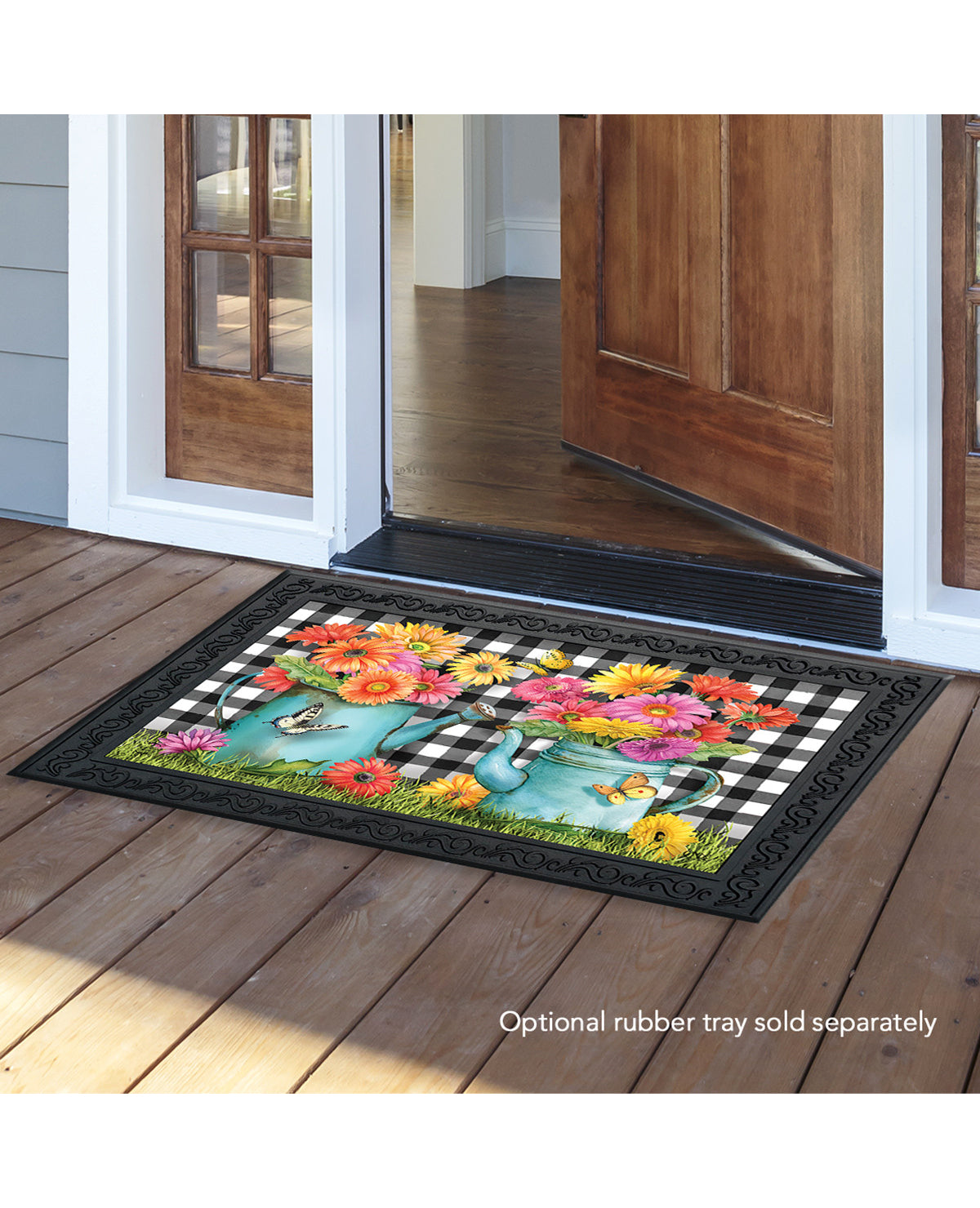 Gerber Daisy Watering Can Doormat