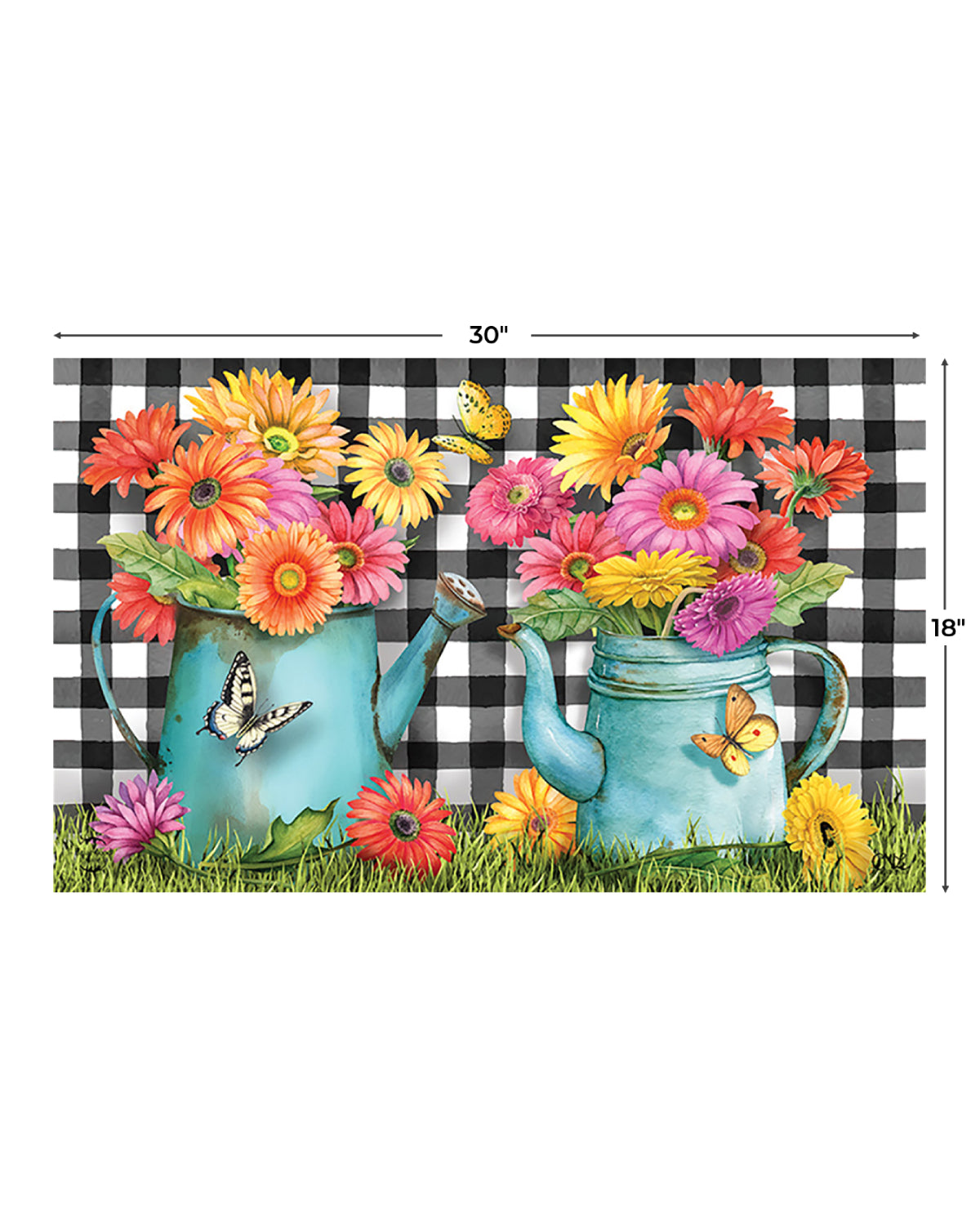 Gerber Daisy Watering Can Doormat