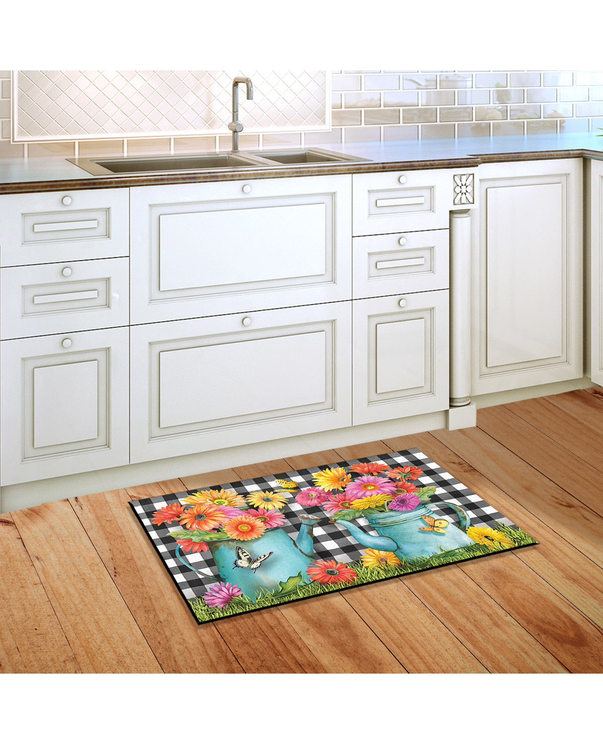 Gerber Daisy Watering Can Doormat