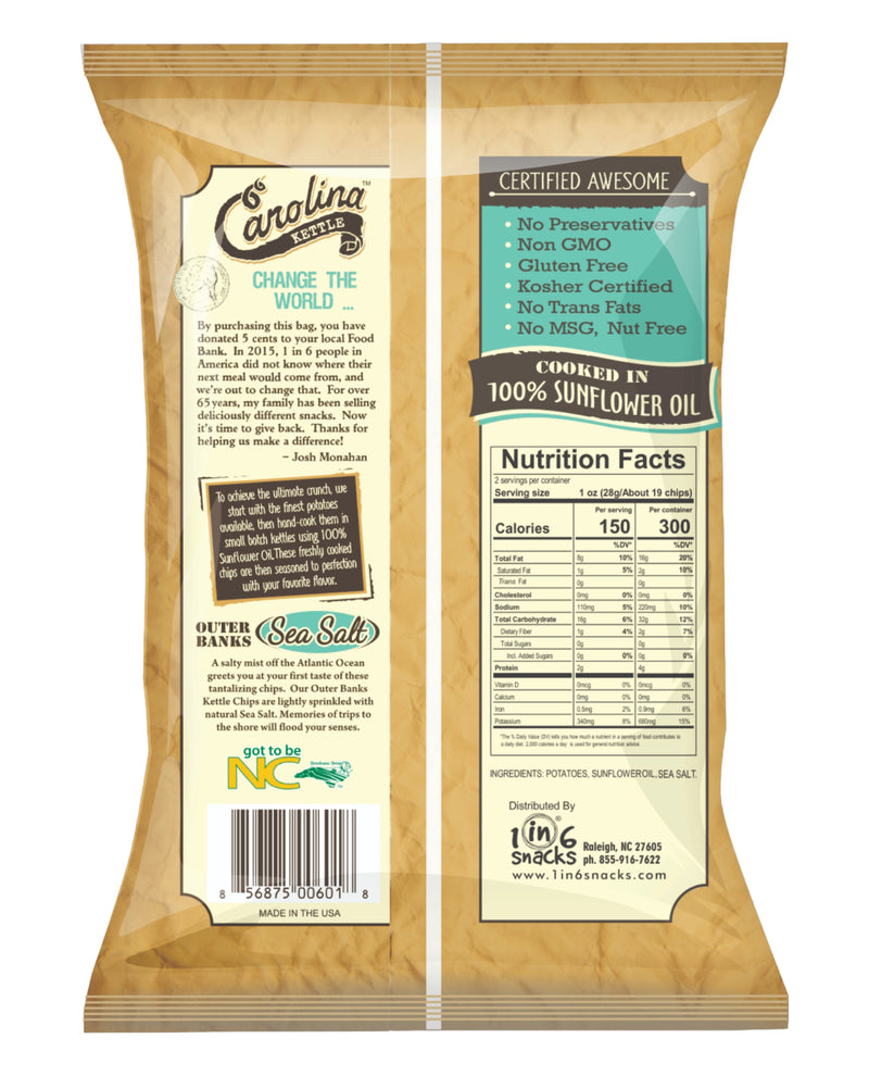 Outer Banks Sea Salt Kettle Cooked Potato Chips - 2oz Bag