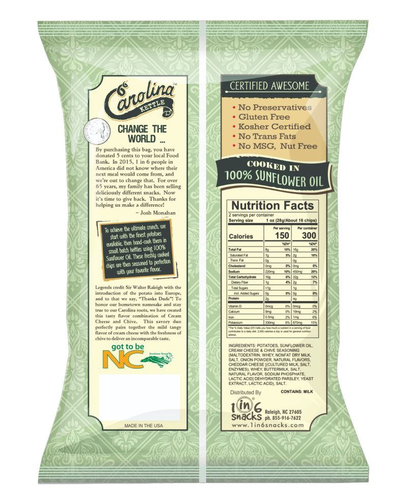 Cream Cheese & Chive Kettle Cooked Potato Chips - 2oz Bag