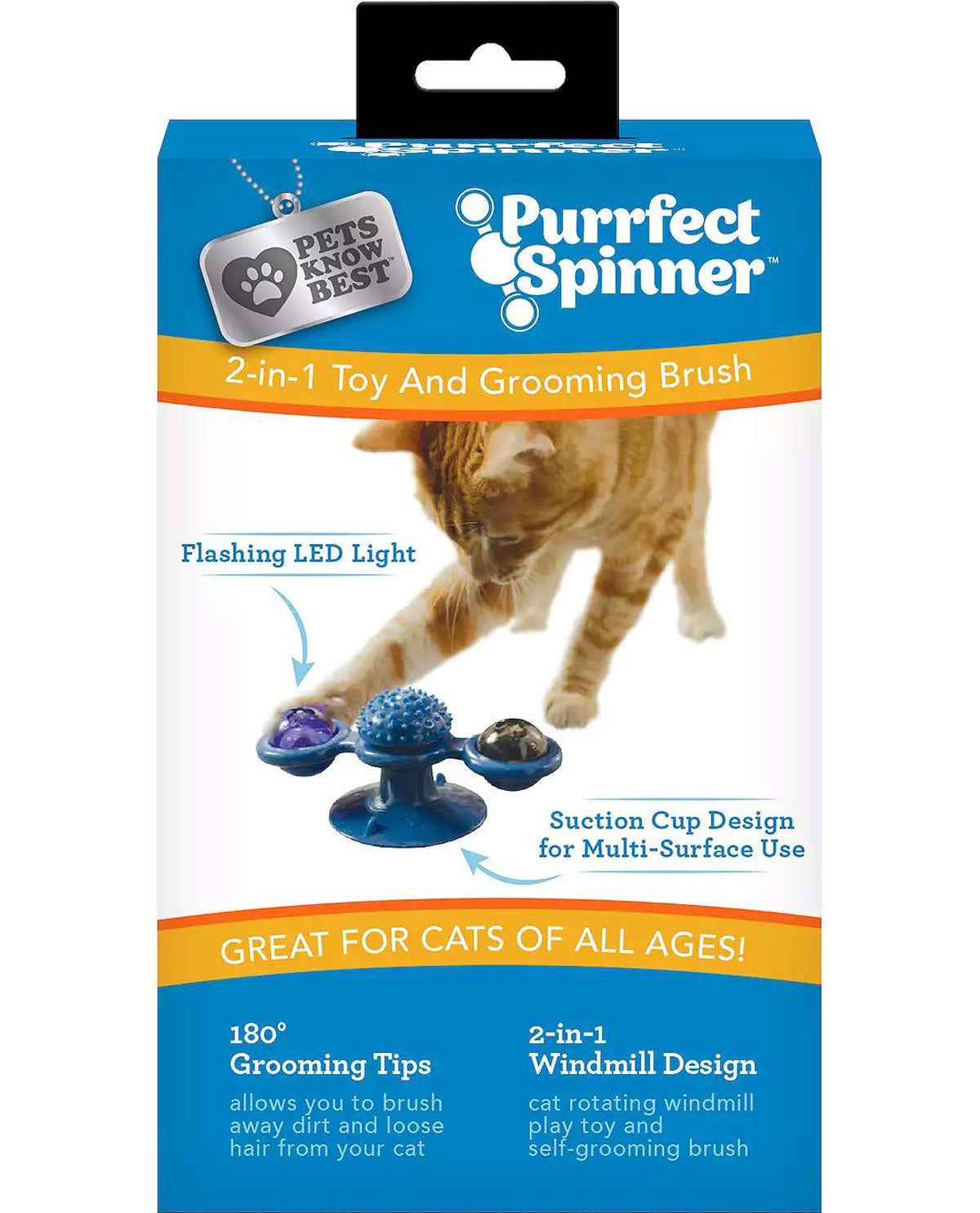 Purrfect Spinner: 2 In 1 Cat Toy & Grooming Brush