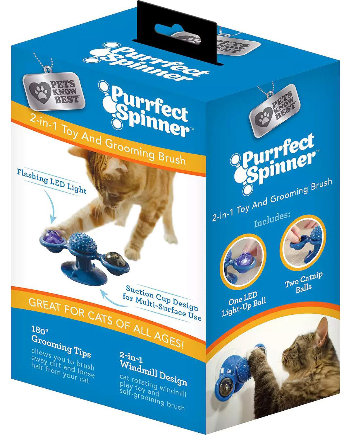 Purrfect Spinner: 2 In 1 Cat Toy & Grooming Brush