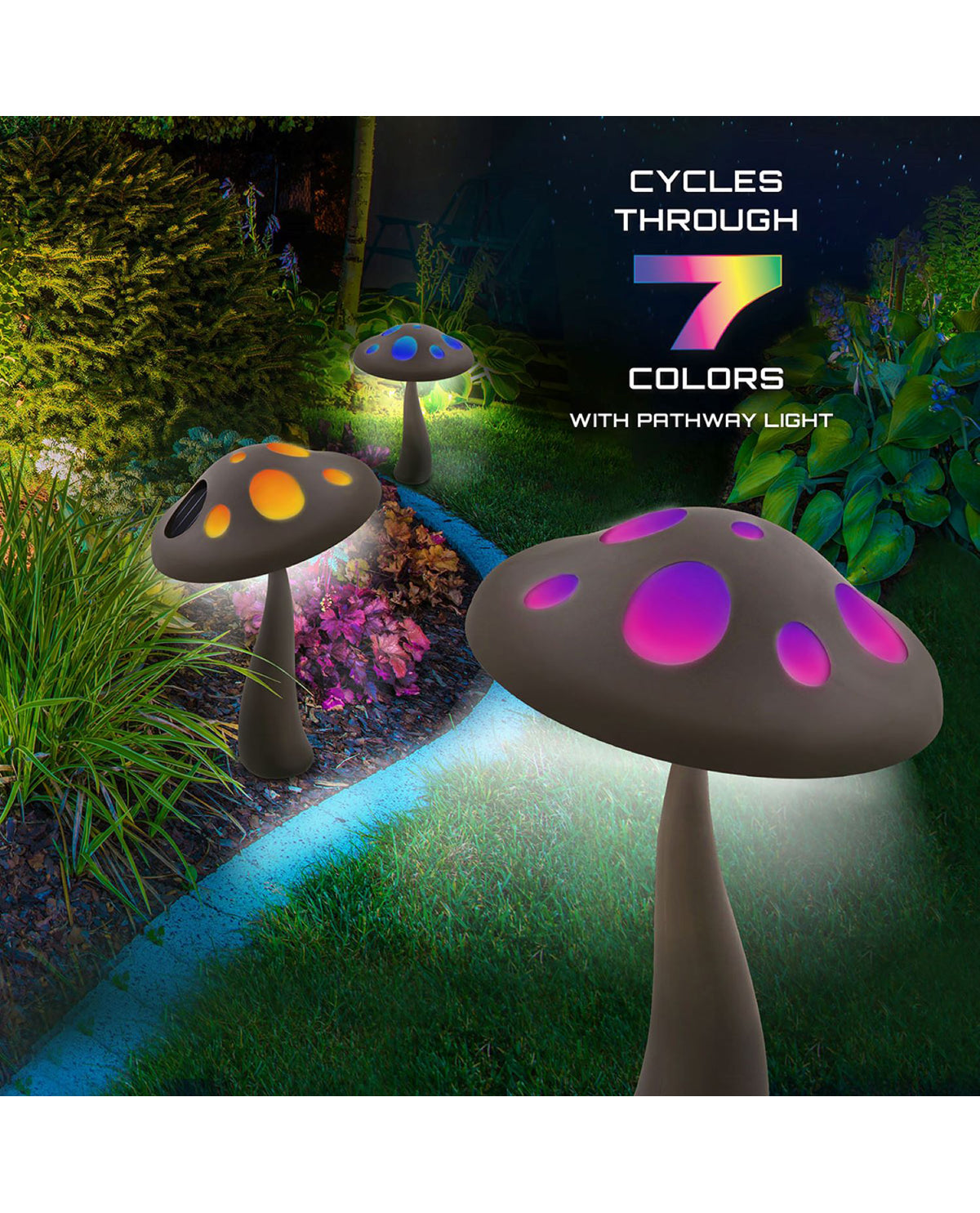 Mushroom Color-Changing Solar Pathway Light