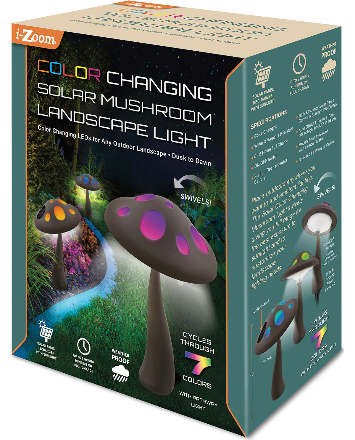 Mushroom Color-Changing Solar Pathway Light