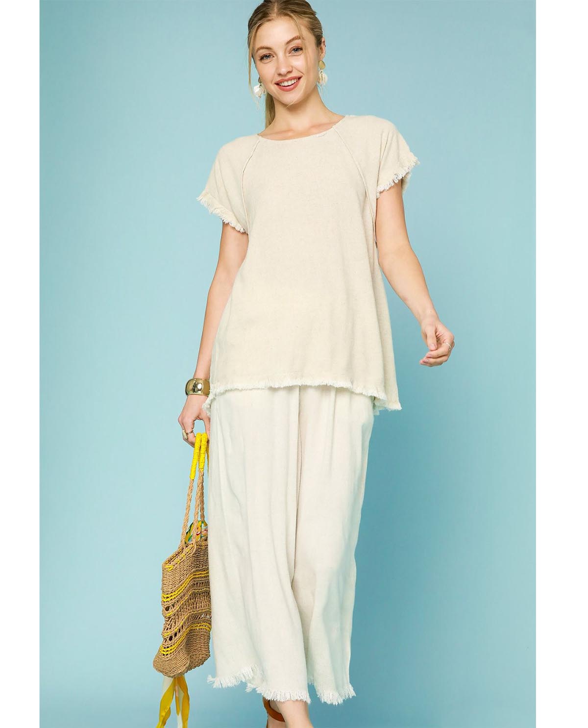 Umgee Linen Wide Leg Pant