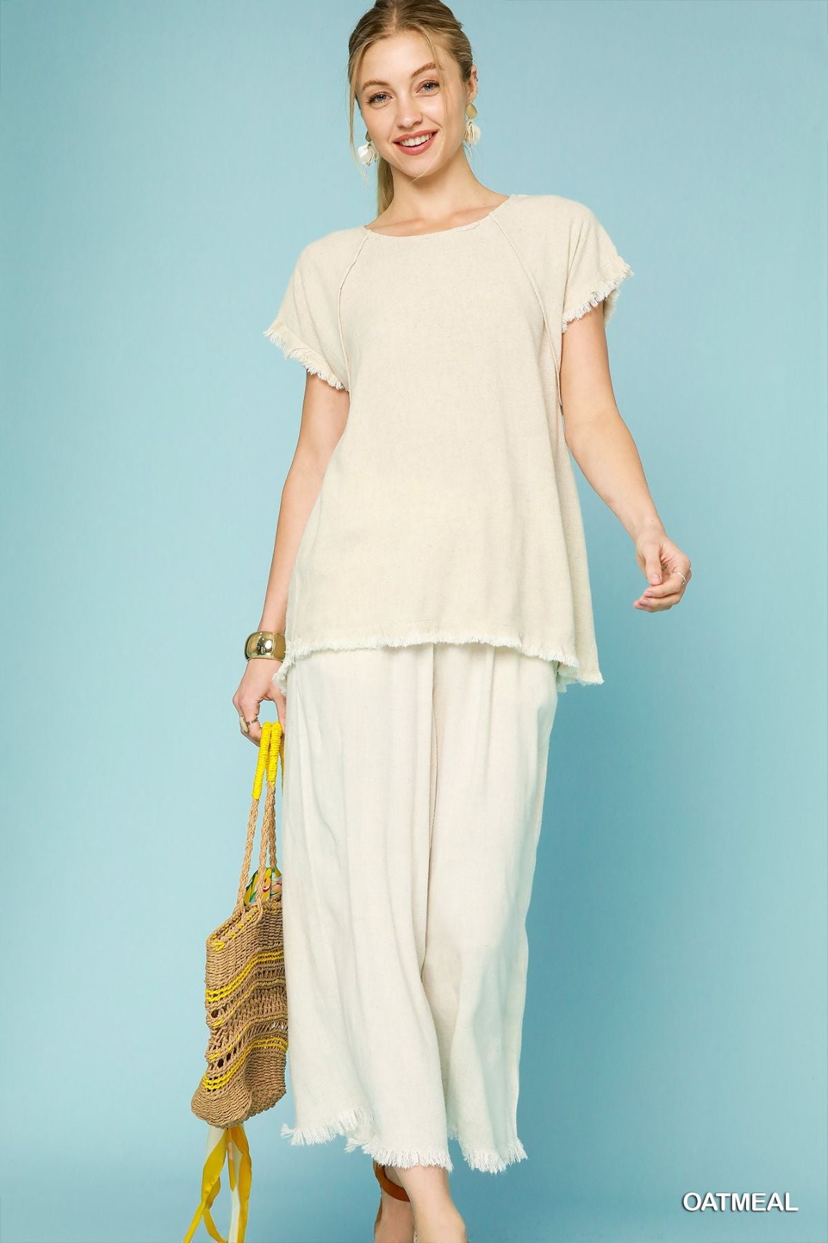 Umgee Linen Wide Leg Pant