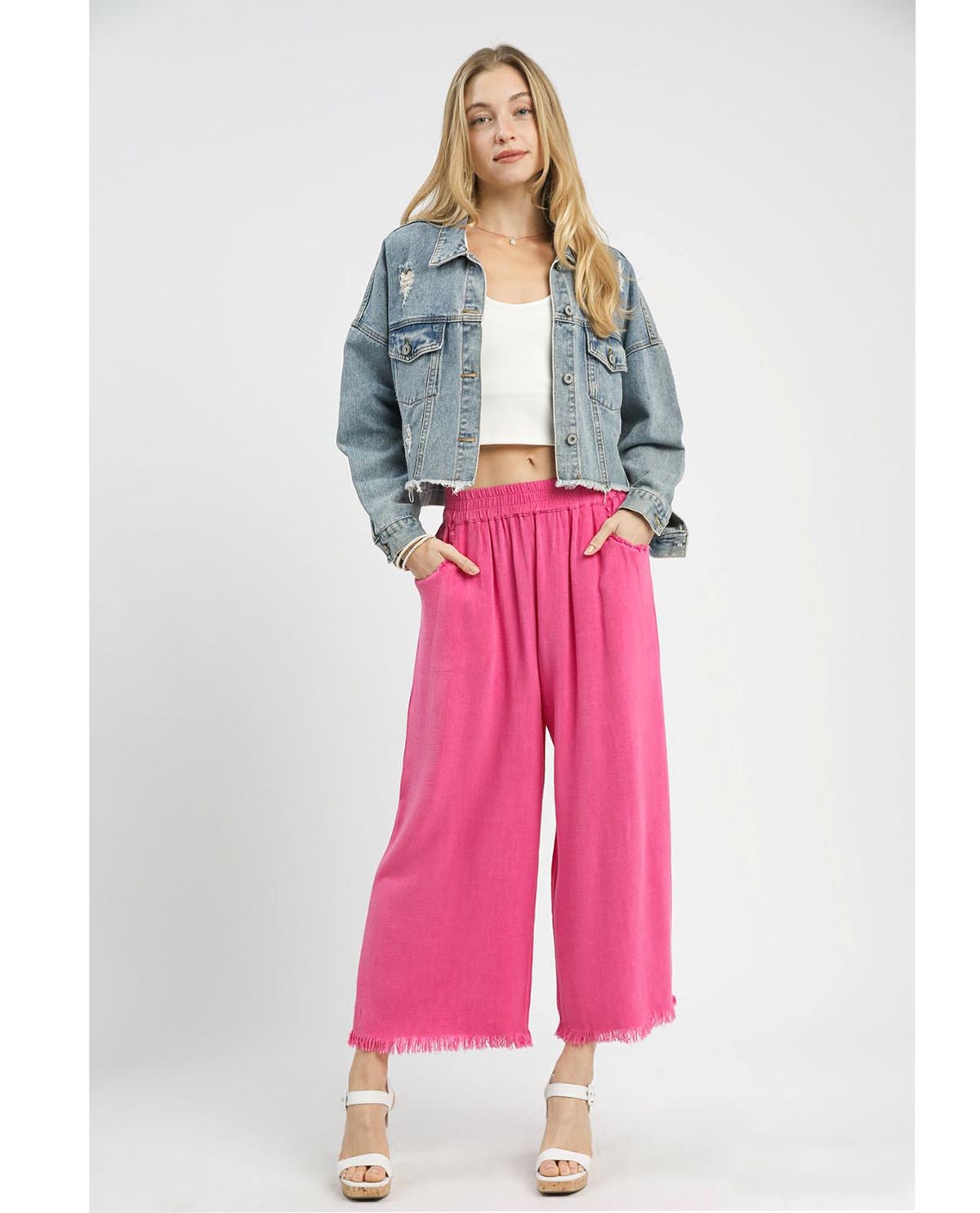 Umgee Linen Wide Leg Pant