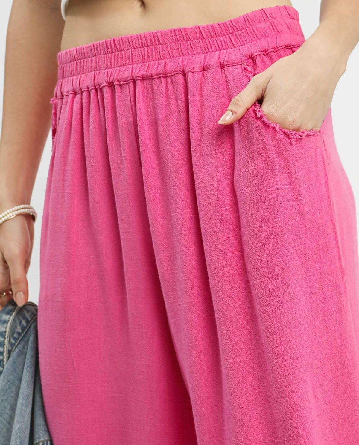 Umgee Linen Wide Leg Pant