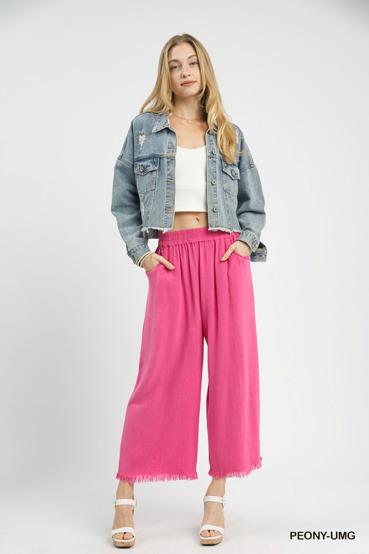 Umgee Linen Wide Leg Pant