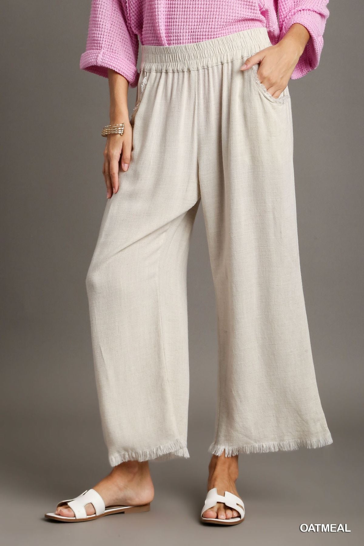 Umgee Linen Wide Leg Pant