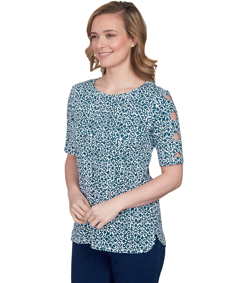 Ruby Road Missy Must Haves Ballet neck Interlock Knit Top