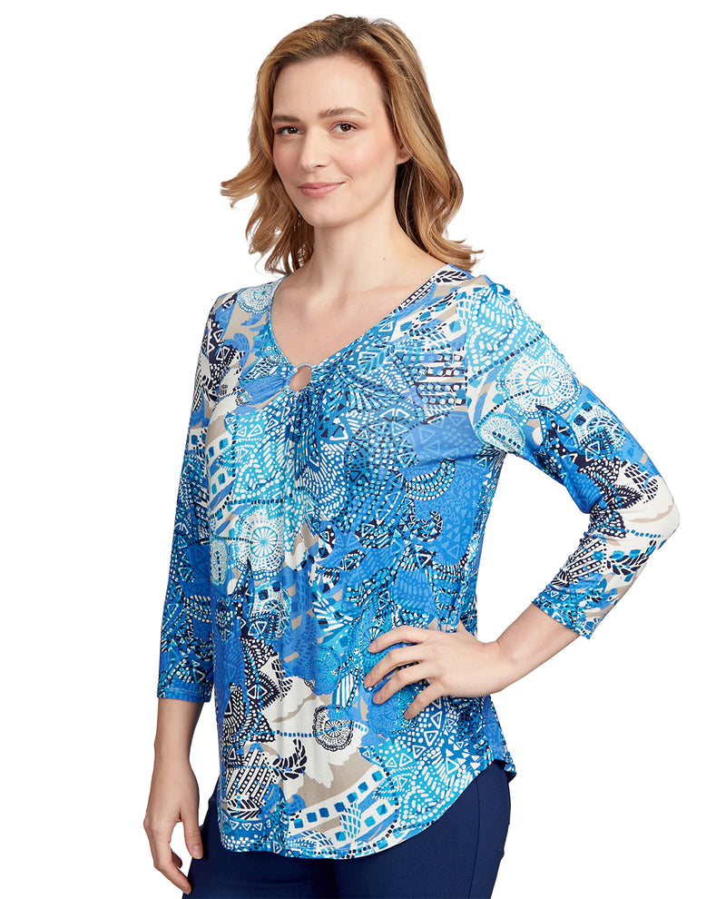 Ruby Road Missy Must Have II V-Neck with Ring Overlay Top