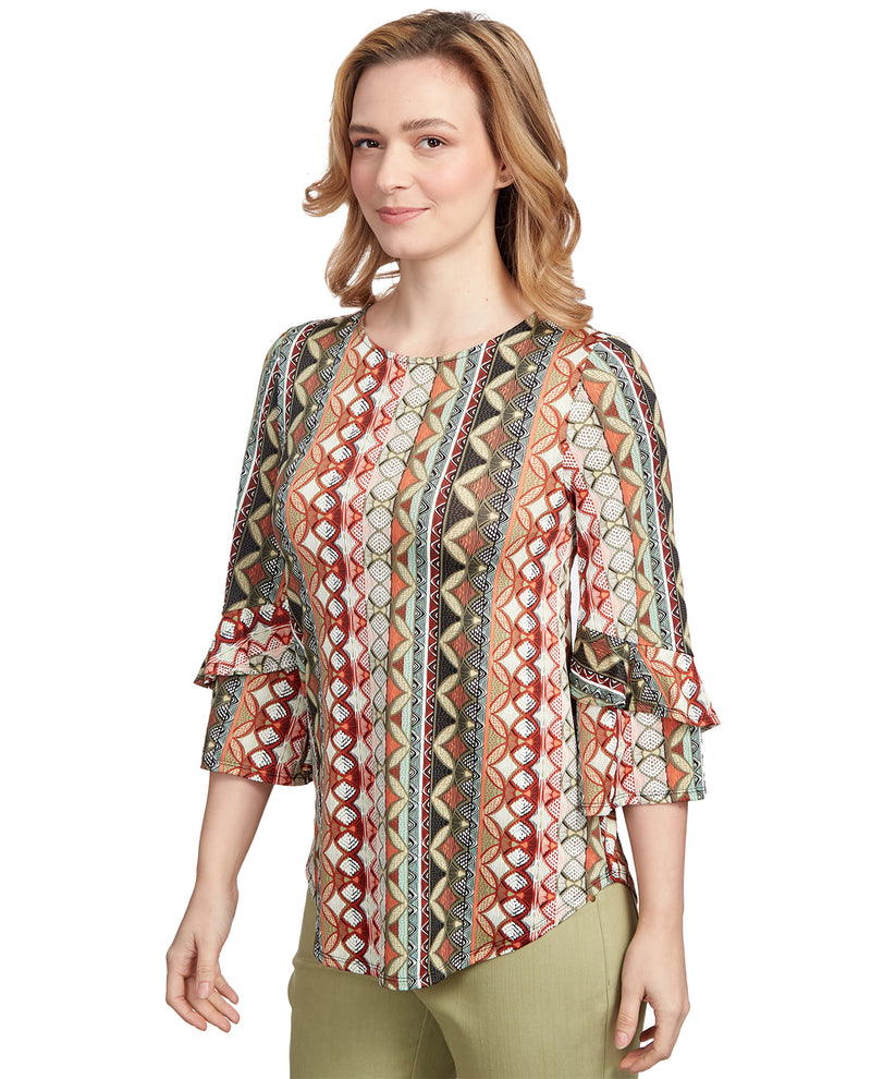 Ruby Road Missy Must Have II Scoop Neck Batik Puff Knit Top