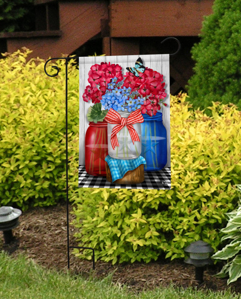 Red, White, And Blue Jars Garden Flag