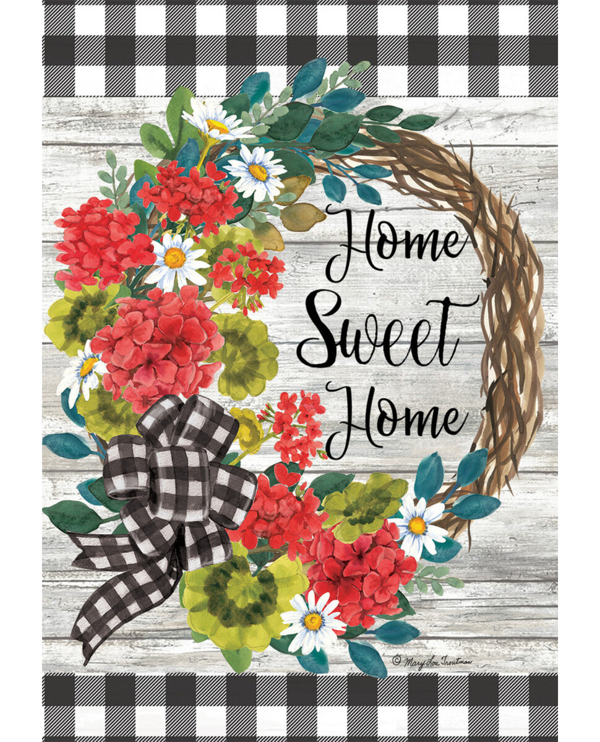 Geranium Wreath Summer Garden Flag