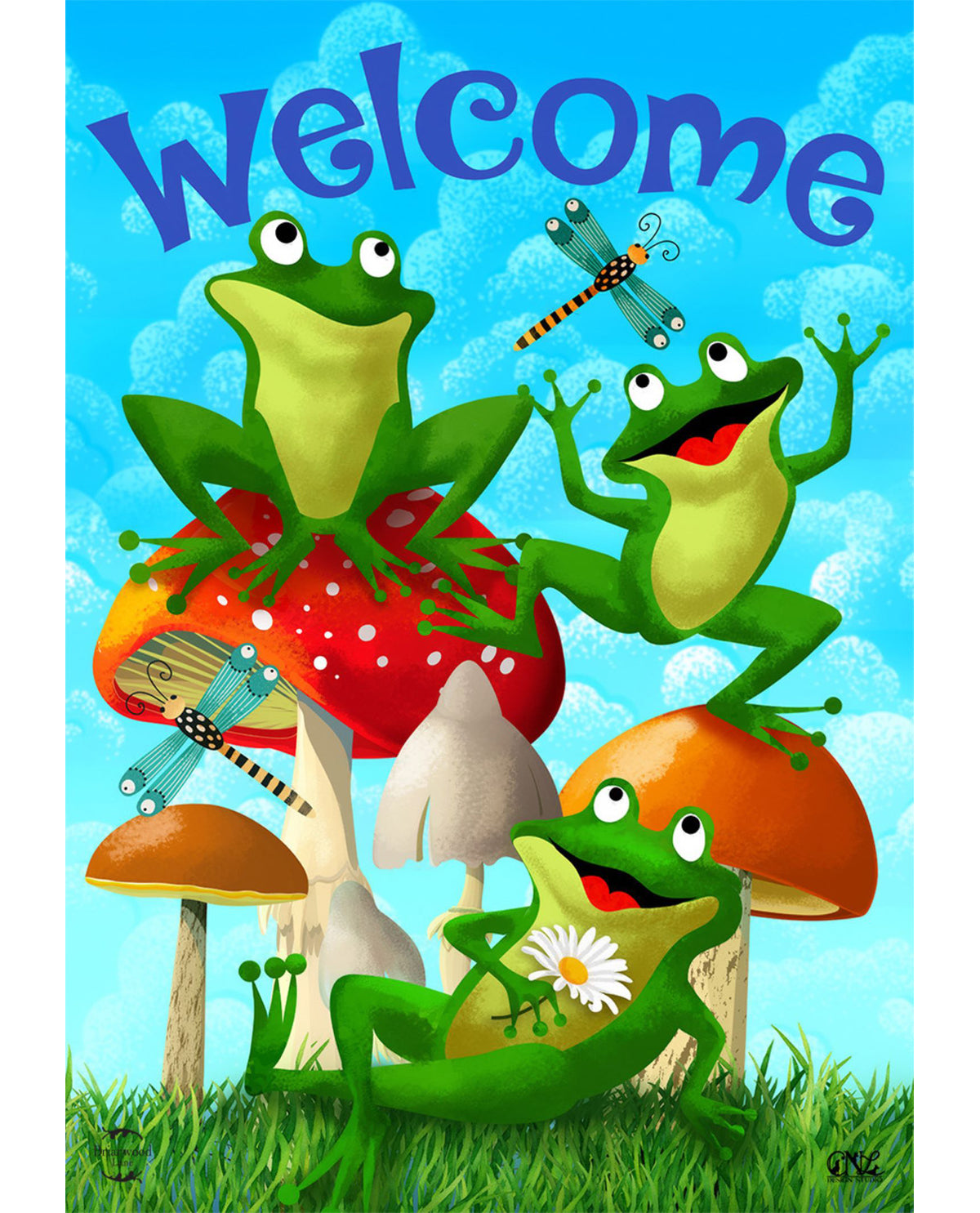 Happy Frogs Garden Flag