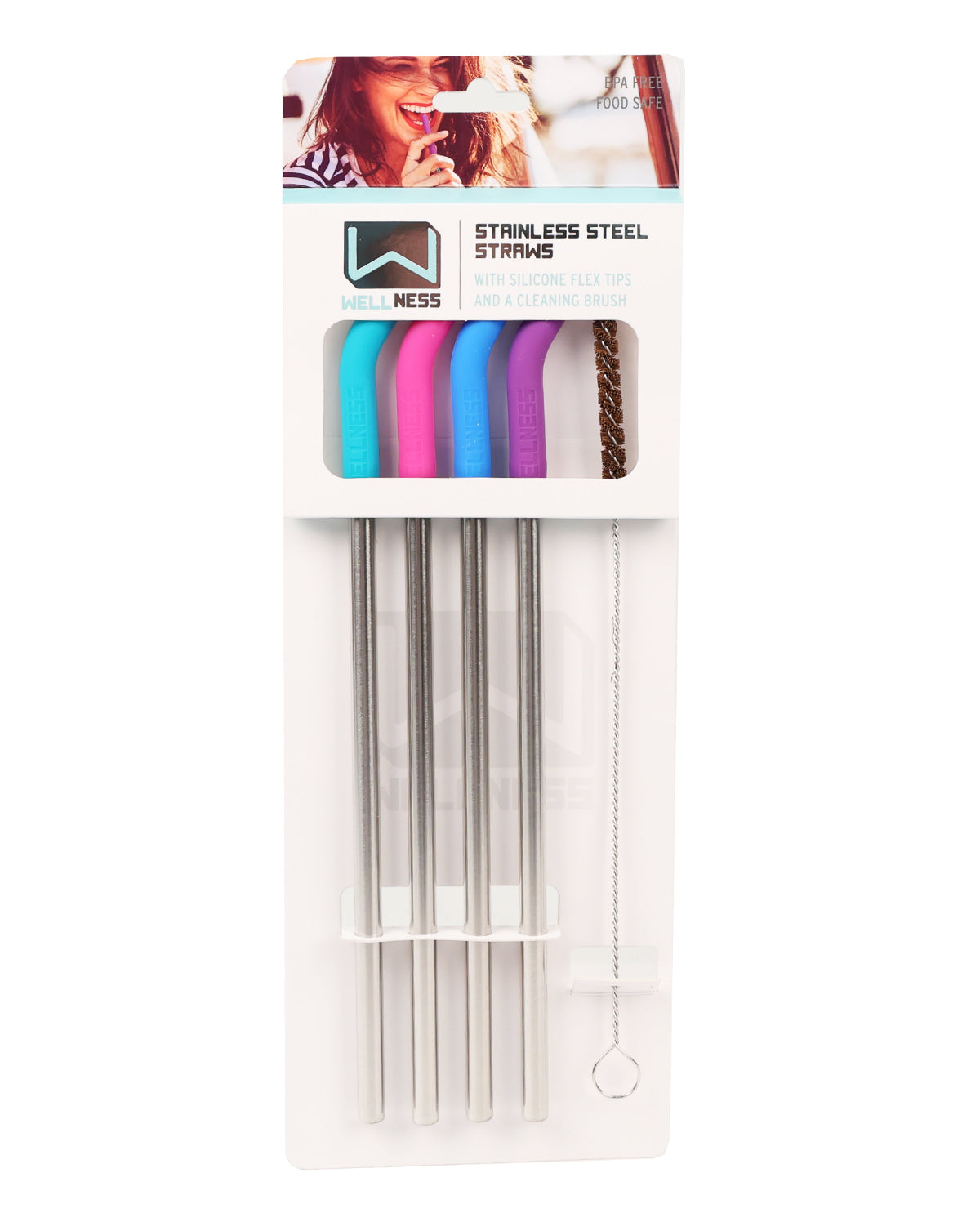 Bright 4 Pack Steel Straws
