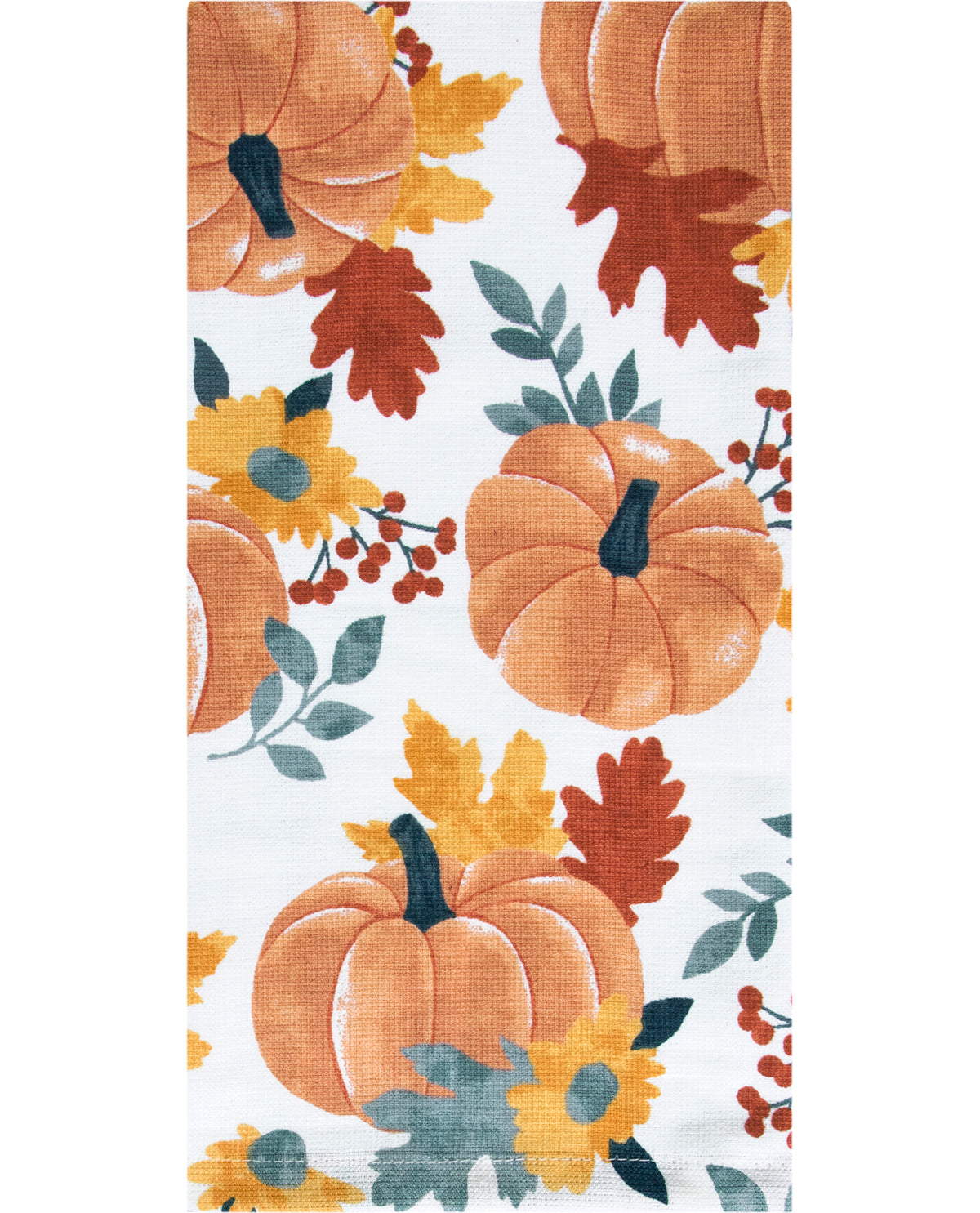 Textured Pumpkin & Leaves Kitchen Towel